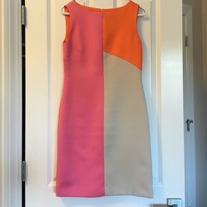 Tahari size 2 bright dress with gold zipper