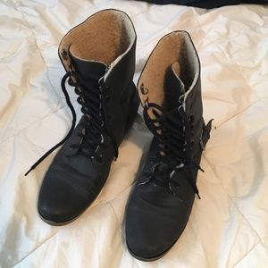 Black combat boots