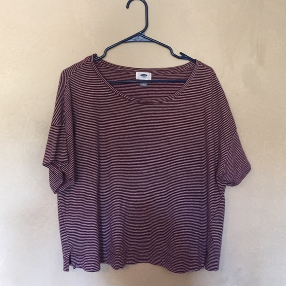 Maroon Striped Crop Top