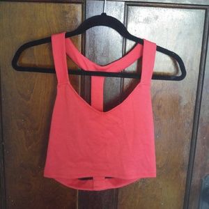 Coral Crop Top with Open Back