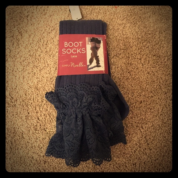 Lace navy blue boot socks