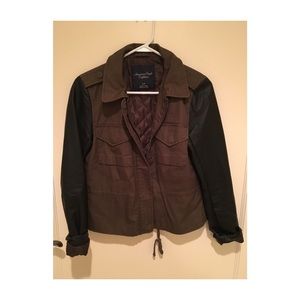 Cargo jacket w/ vegan leather sleeves
