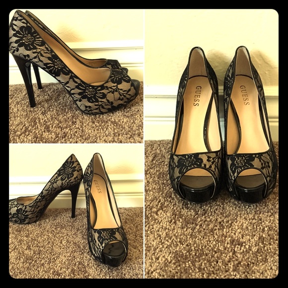 Guess- black lace heels