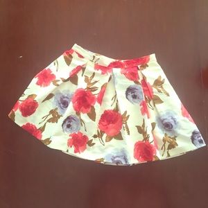 Pleated Floral Skirt