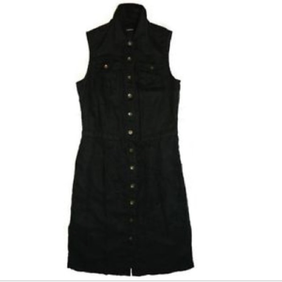 Black linen dress