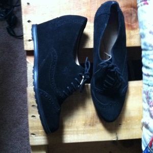 Black suede wedges
