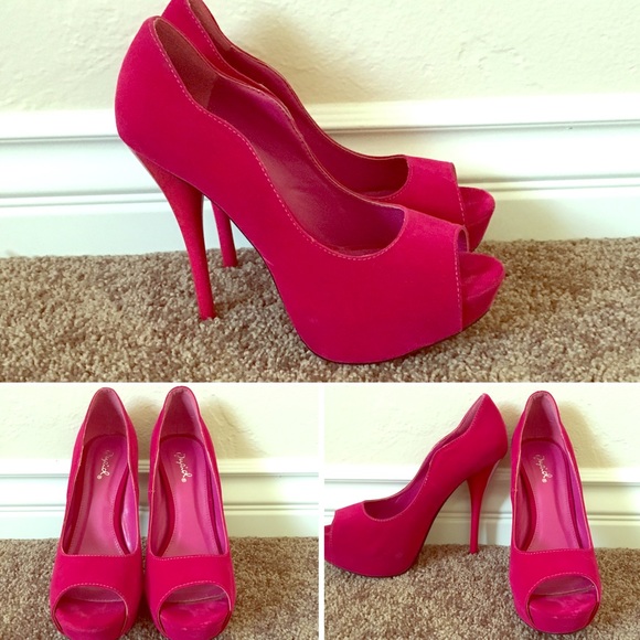 Hot pink high heels
