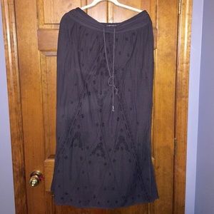 Embroidered Drawstring Maxi Skirt