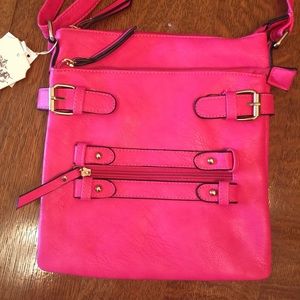 Cross body messenger bag hot pink 💖 vegan leather