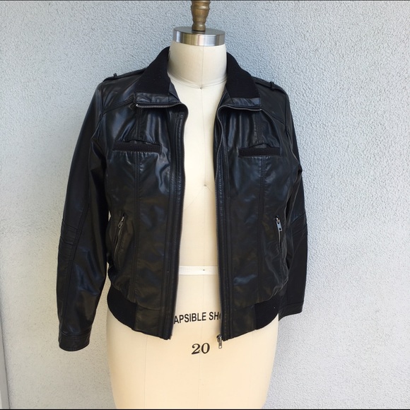 Plus Size Black Faux Leather Jacket Size 16/18