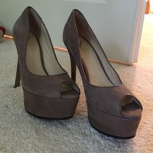 Tan suede Brian Atwood platform