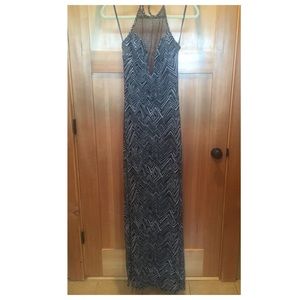 Bebe Black and White Maxi/Halter Dress