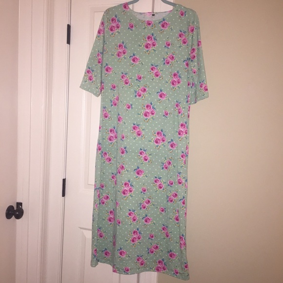 Modest Mint Floral Dress