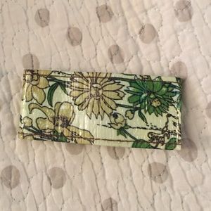 Green, floral fabric bracelet