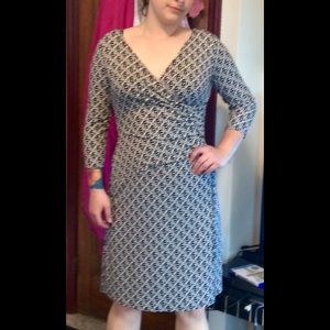 Evan Picone Black and white faux wrap dress