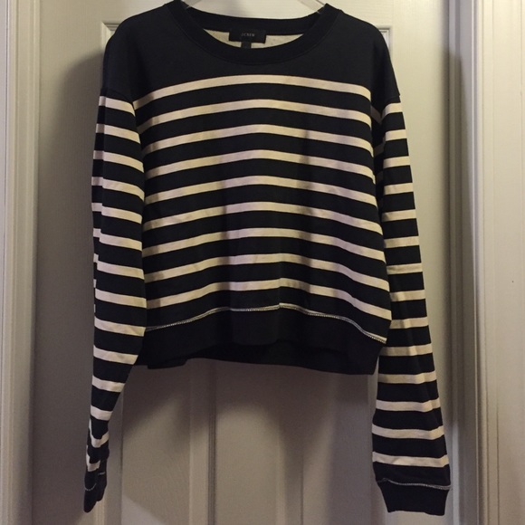 J Crew Striped Cropped Sweatshirt - Picture 1 of 3
