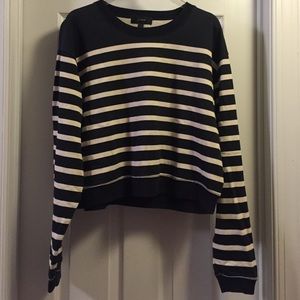 J Crew Striped Cropped Sweatshirt