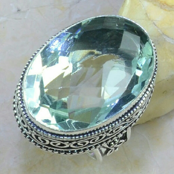 Jewelry - Green Amethyst 925 Silver Ring size:7 3/4