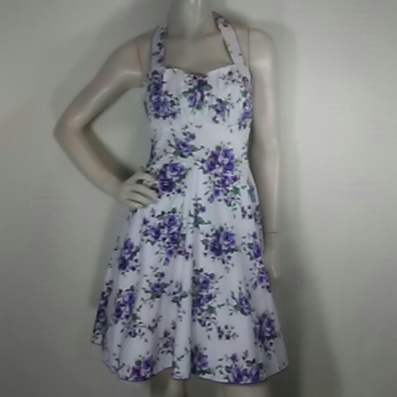 Halter Top Purple Floral Dress