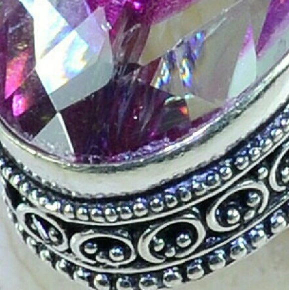 Snakeskin Quartz Antique 925 Silver Ring size6 3/4 - Picture 2 of 3