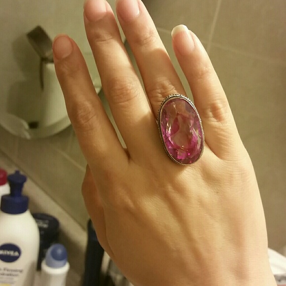 Snakeskin Quartz Antique 925 Silver Ring size6 3/4 - Picture 3 of 3