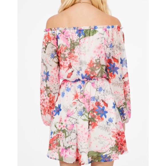 PRINTED DRESS Floral Off The Shoulder Swing Mini - Picture 3 of 7