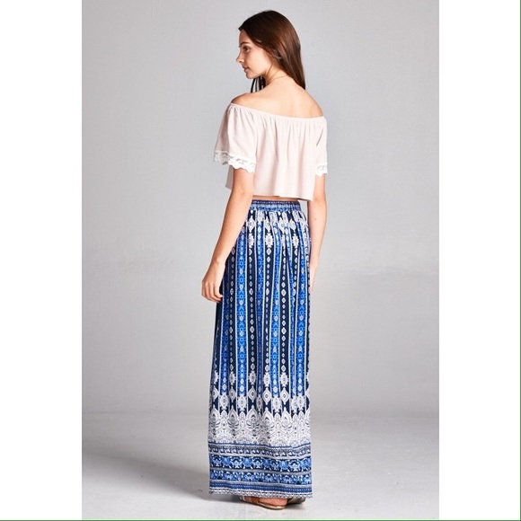 Print skirt w/ waist band (draw string in front) - Picture 3 of 3