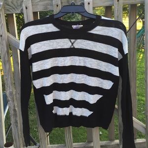 Black and white striped long sleeve sweater