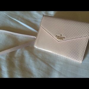 Kate Spade blush crossbody with gold polka dots