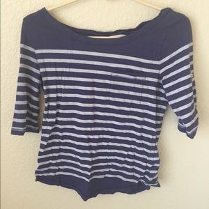 Mid sleeve striped tee