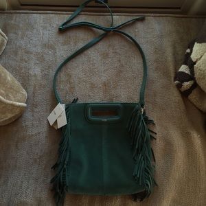 NWT Maje Green Suede Bag with Fringe