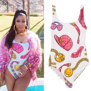 Moschino pink and gold chain one piece  swimsuit