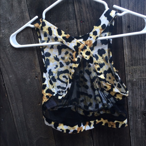 Motel rocks leopard crop w/ mesh back - Picture 1 of 4