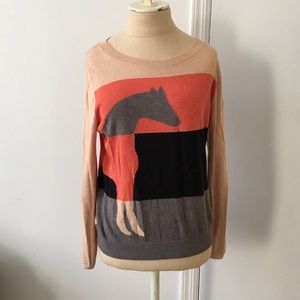 Anthro cashmere/cotton horse motif sweater