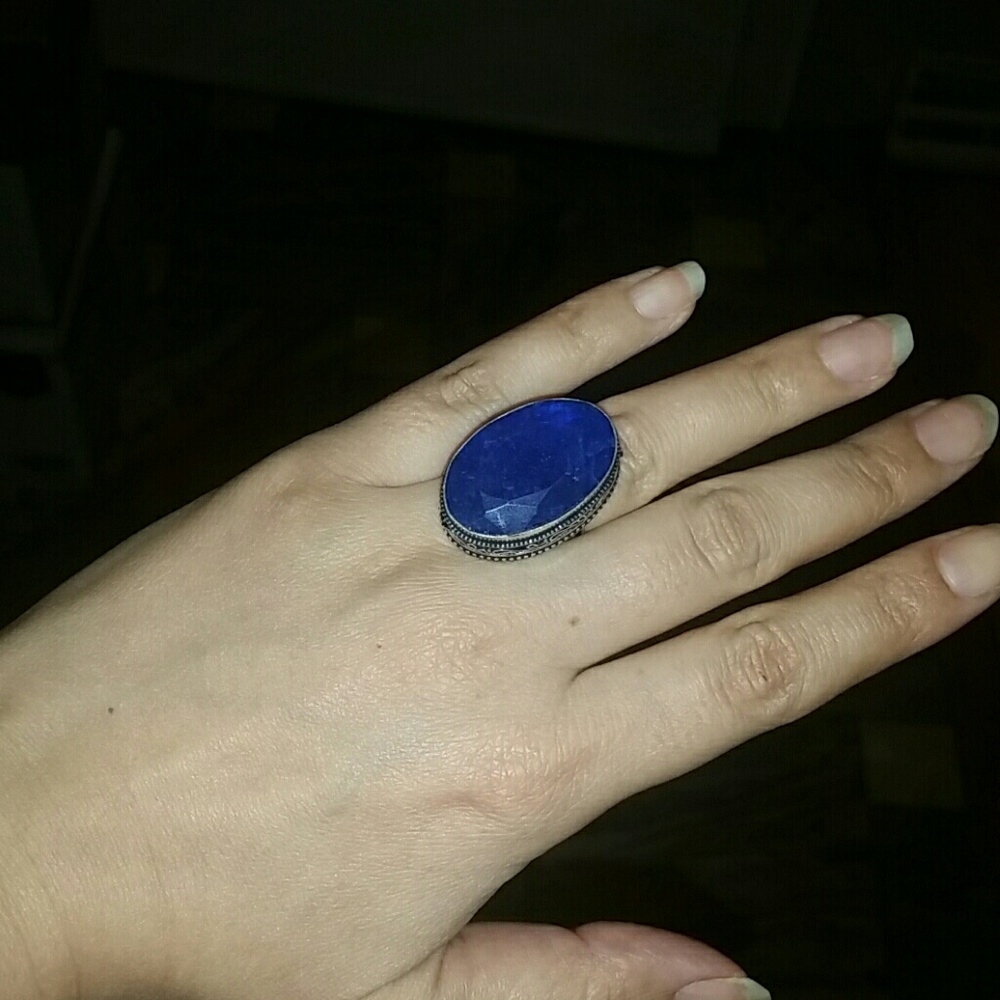 SALE❤Sapphire Antique 925 Silver Ring size 7 1/4 - Picture 4 of 4