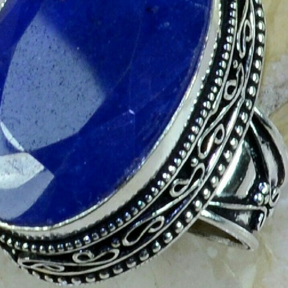 SALE❤Sapphire Antique 925 Silver Ring size 7 1/4 - Picture 2 of 4