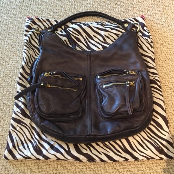Lines Pelle leather eggplant purse