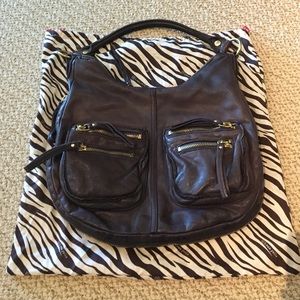 Lines Pelle leather eggplant purse