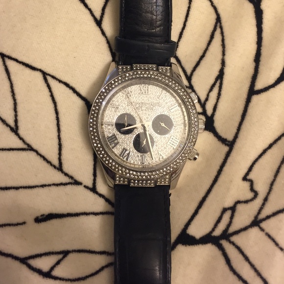 Michael Kors watch black leather wristband