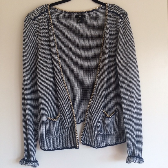 Navy Blue and Gold Chain Cardigan