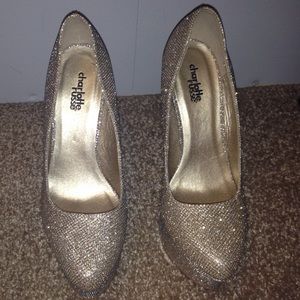Gold sparkly high heels
