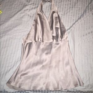 EXPRESS Silver Halter Top Large