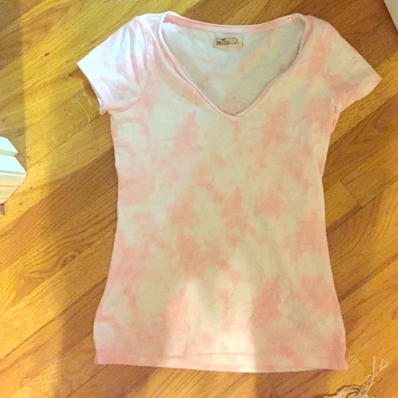 Hollister pink tie dyed tee
