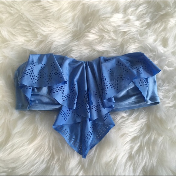 Flowy Blue Cutout Bikini Top