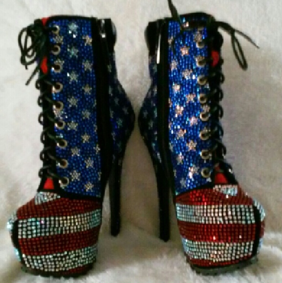 Alba American Flag Freedom Embellished Booties 5.5