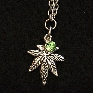 August birthstone weed leaf necklace