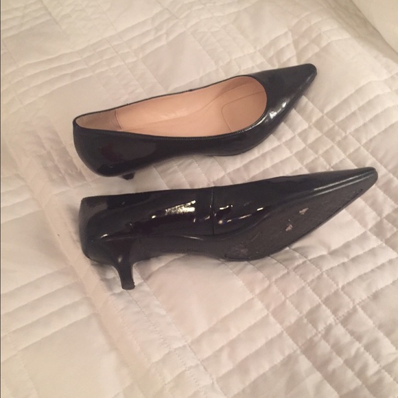 Calvin Klein black patent leather kitten heels