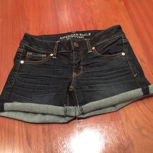 AEO stretch jean shorts in dark wash