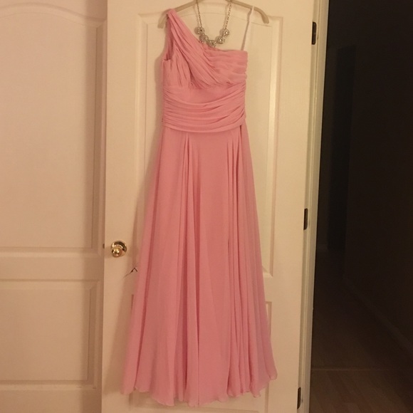 Pink chiffon bridesmaids dress