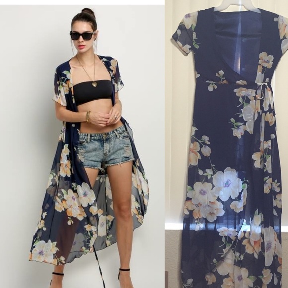 NWOT•Crossover Asymmetric Maxi Chiffon - Picture 2 of 3